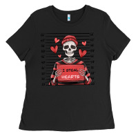 Black i steal hearts skeleton valentine's day Ladies Tee - MaliasSmallBusiness