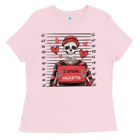 Bubblegum Pink i steal hearts skeleton valentine's day Ladies Tee - MaliasSmallBusiness