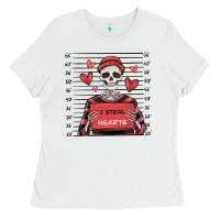 White i steal hearts skeleton valentine's day Ladies Tee - MaliasSmallBusiness