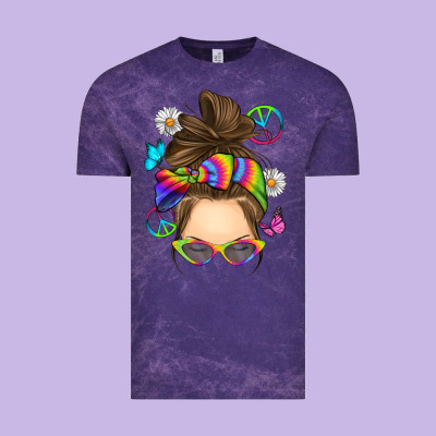 Messy Bun Tie Dye Vintage Tee Designed By Ranaportraitstore