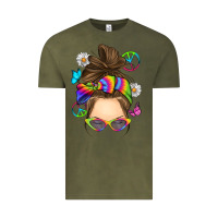 Vintage Olive messy bun tie dye Vintage Tee - RanaPortraitStore