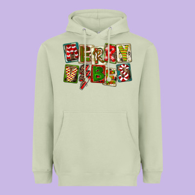 Merry Vibes Heavyweight Hoodie Designed By Fadigitalartstudio