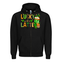 Black St. Patrick's Lucky a latte Zipper Hoodie - OliviaCreatesArt