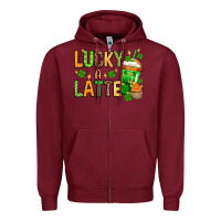 Burgundy St. Patrick's Lucky a latte Zipper Hoodie - OliviaCreatesArt
