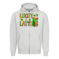 Dove Grey St. Patrick's Lucky a latte Zipper Hoodie - OliviaCreatesArt