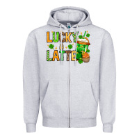 Heather Grey St. Patrick's Lucky a latte Zipper Hoodie - OliviaCreatesArt