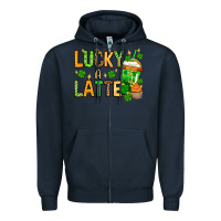 Navy St. Patrick's Lucky a latte Zipper Hoodie - OliviaCreatesArt