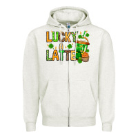 Oatmeal Heather St. Patrick's Lucky a latte Zipper Hoodie - OliviaCreatesArt