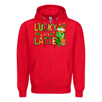 Red St. Patrick's Lucky a latte Zipper Hoodie - OliviaCreatesArt