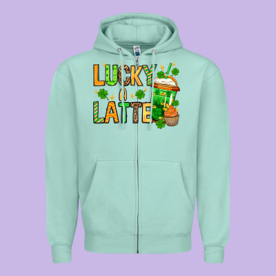 St. Patrick's Lucky A Latte Zipper Hoodie Designed By Oliviacreatesart