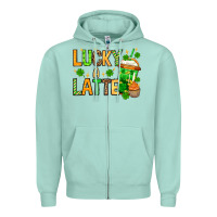 Seafoam St. Patrick's Lucky a latte Zipper Hoodie - OliviaCreatesArt