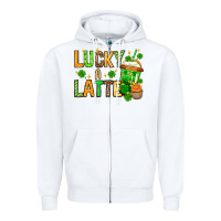 White St. Patrick's Lucky a latte Zipper Hoodie - OliviaCreatesArt