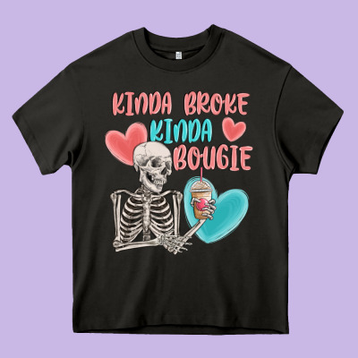 Kinda Broke Kinda Bougie Heavy Core Tee Designed By Maliassmallbusiness