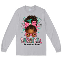 Moon Dust Surgical Technologist Afro Messy Bun Long Sleeve Tee - texasbilliewilder
