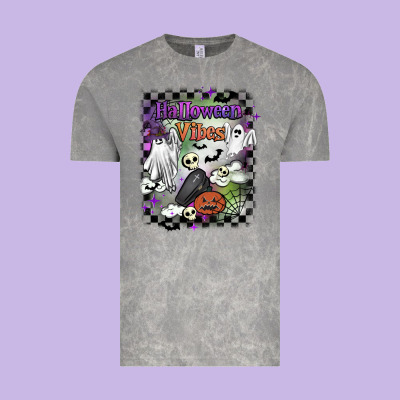 Halloween Vibes Vintage Tee Designed By Barkaloodesign