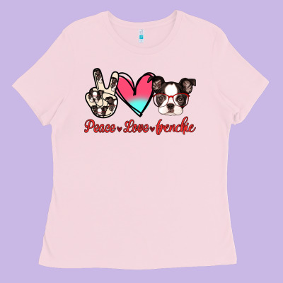 Peace Love Frenchie Ladies Tee Designed By Jasminsmagicworld