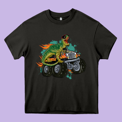 Monster Truck And T Rex Dinosaur Heavy Core Tee Designed By Maliassmallbusiness
