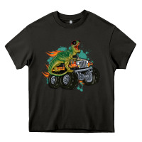 Asphalt monster truck and t rex dinosaur Heavy Core Tee - MaliasSmallBusiness