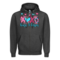 Charcoal Heather xoxo hugs and kisses olivia Zipper Hoodie - OliviaCreatesArt