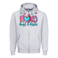 Heather Grey xoxo hugs and kisses olivia Zipper Hoodie - OliviaCreatesArt