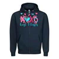 Navy xoxo hugs and kisses olivia Zipper Hoodie - OliviaCreatesArt