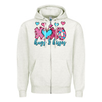 Oatmeal Heather xoxo hugs and kisses olivia Zipper Hoodie - OliviaCreatesArt