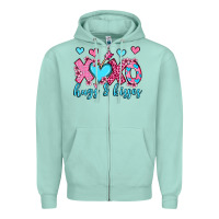 Seafoam xoxo hugs and kisses olivia Zipper Hoodie - OliviaCreatesArt