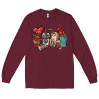 Burgundy Football coffee cups Long Sleeve Tee - NancyCooperArtShop