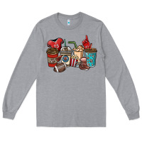Heather Grey Football coffee cups Long Sleeve Tee - NancyCooperArtShop