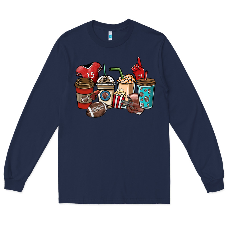 Football Coffee Cups Long Sleeve Tee by NancyCooperArtShop | Teevron