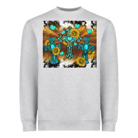 Heather Grey western crosses and sunflowers Heavyweight Sweatshirt - TumblerDesignByShophia