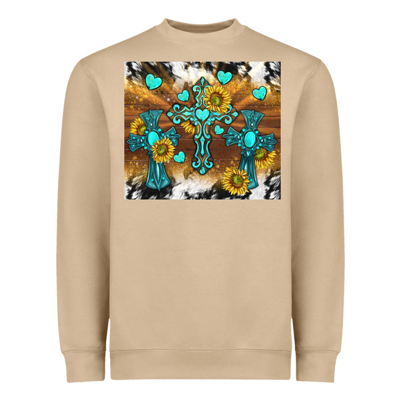 Western Crosses And Sunflowers Heavyweight Sweatshirt by TumblerDesignByShophia | Teevron