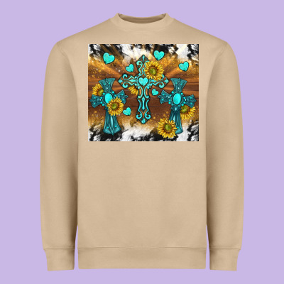 Western Crosses And Sunflowers Heavyweight Sweatshirt Designed By Tumblerdesignbyshophia