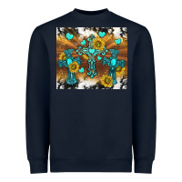 Navy western crosses and sunflowers Heavyweight Sweatshirt - TumblerDesignByShophia