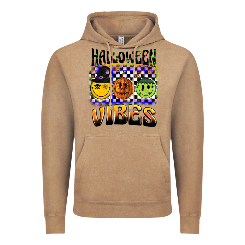 Halloween Vibes Smiley Face Vintage Hoodie by BarkalooDesign | Teevron