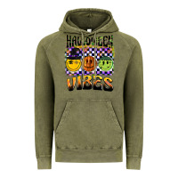 Vintage Olive halloween vibes smiley face Vintage Hoodie - BarkalooDesign