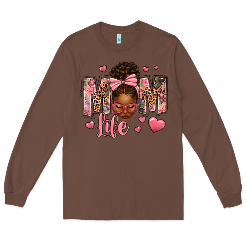 Afro Messy Bun Mom Life Long Sleeve Tee by texasbilliewilder | Teevron
