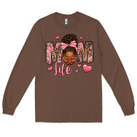 Chestnut Afro Messy Bun Mom Life Long Sleeve Tee - texasbilliewilder