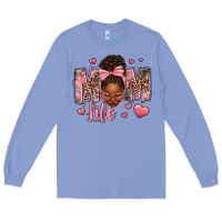 Colony Blue Afro Messy Bun Mom Life Long Sleeve Tee - texasbilliewilder