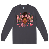 Smoke Afro Messy Bun Mom Life Long Sleeve Tee - texasbilliewilder