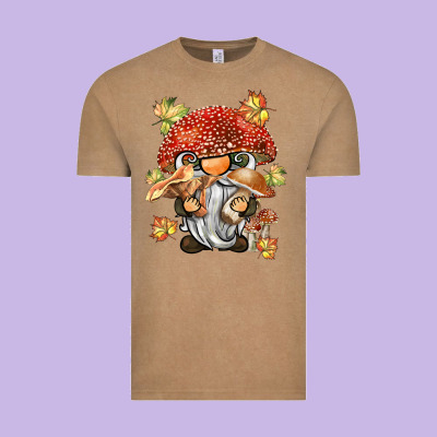Mushroom Gnome Vintage Tee Designed By Barkaloodesign