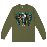 Army Green Western Wings Cross Hope Long Sleeve Tee - RanaPortraitStore