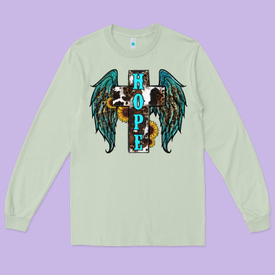 Western Wings Cross Hope Long Sleeve Tee Designed By Ranaportraitstore