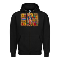 Black Our Lady Of Guadalupe Glitter Leopard Flowers Zipper Hoodie - FaDigitalArtStudio