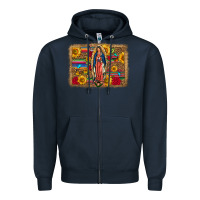 Navy Our Lady Of Guadalupe Glitter Leopard Flowers Zipper Hoodie - FaDigitalArtStudio