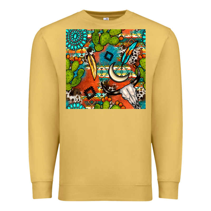 Western Cactus Aztec Seamless Pattern Premium Sweatshirt by BundleAndBundleShop | Teevron