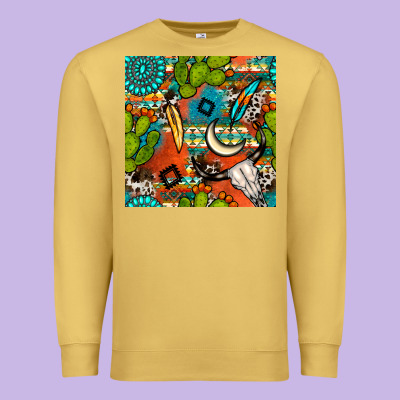 Western Cactus Aztec Seamless Pattern Premium Sweatshirt Designed By Bundleandbundleshop