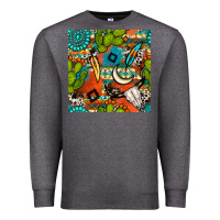 Charcoal Heather western cactus aztec seamless pattern Premium Sweatshirt - BundleAndBundleShop