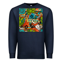 Navy western cactus aztec seamless pattern Premium Sweatshirt - BundleAndBundleShop