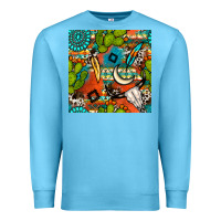 Ocean Blue western cactus aztec seamless pattern Premium Sweatshirt - BundleAndBundleShop